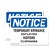 Signmission Temporary Entrance Employees Visitors Customers OSHA Notice Sign, Vinyl Decal, 10in W x 7in L, 2PK OS-2PACK-NS-D-710-L-18537 - alternate 1